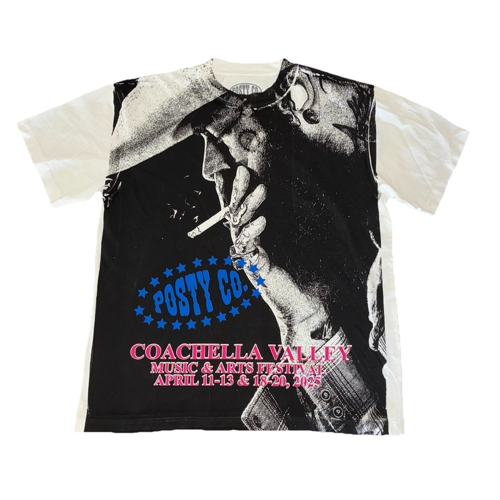 Post Malone T‎ Shirt L White AOP Coachella 2025 Exclusive Posty Co NEW *spots